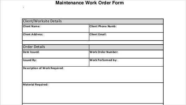 Maintenance Work Order Template Excel from images.sampleforms.com