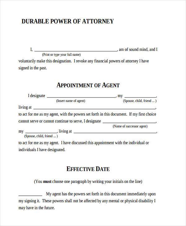 general durable power of attorney form