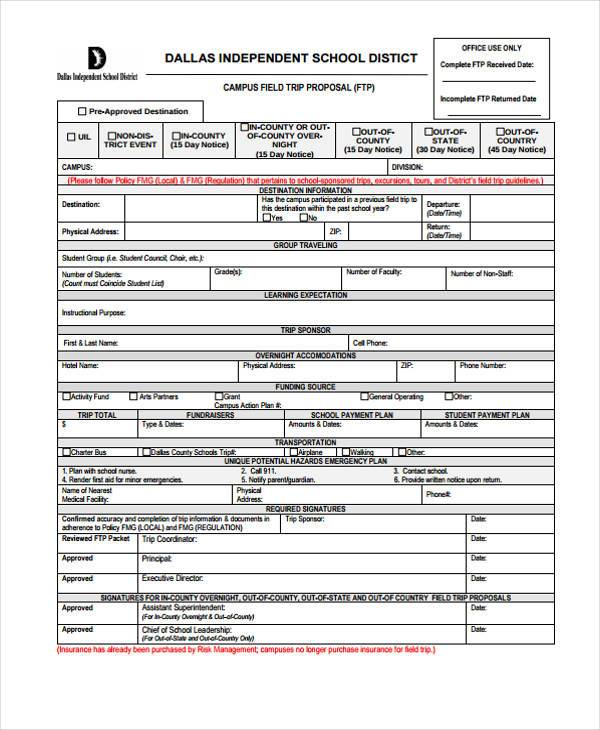 FREE 7 Field Trip Proposal Forms In PDF