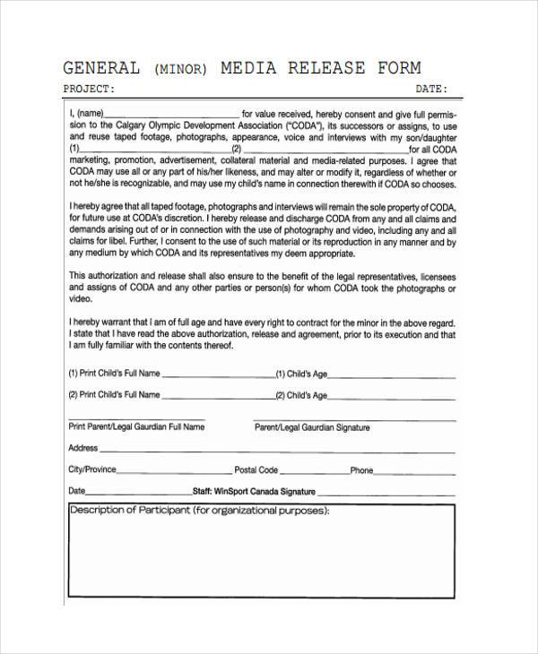 general media release form template1