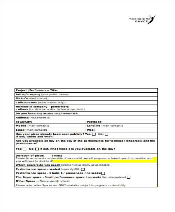 general performance proposal form
