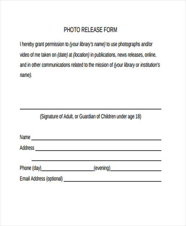 general photo release form template