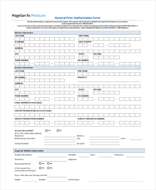 general prior authorization form