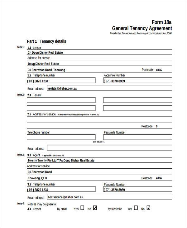 general tenancy agreement form