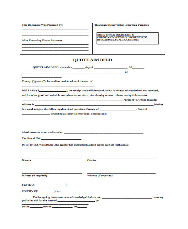 generic quit claim deed form1