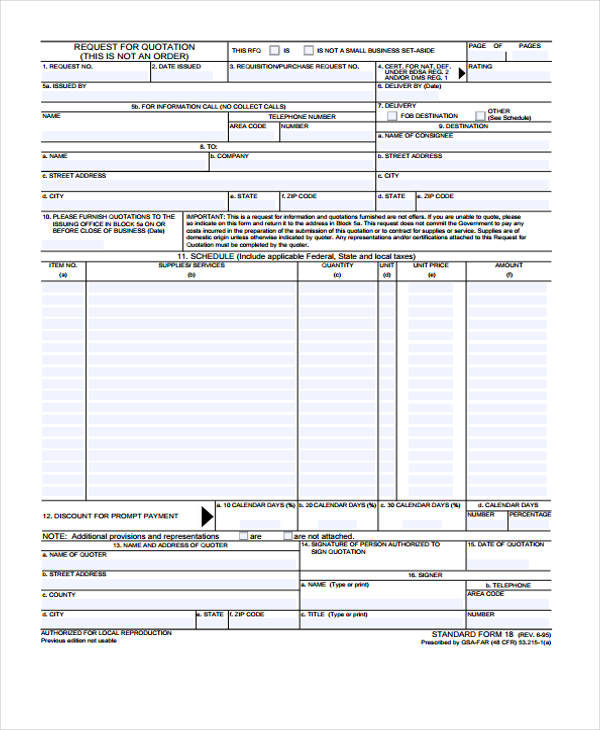 generic request for quote form