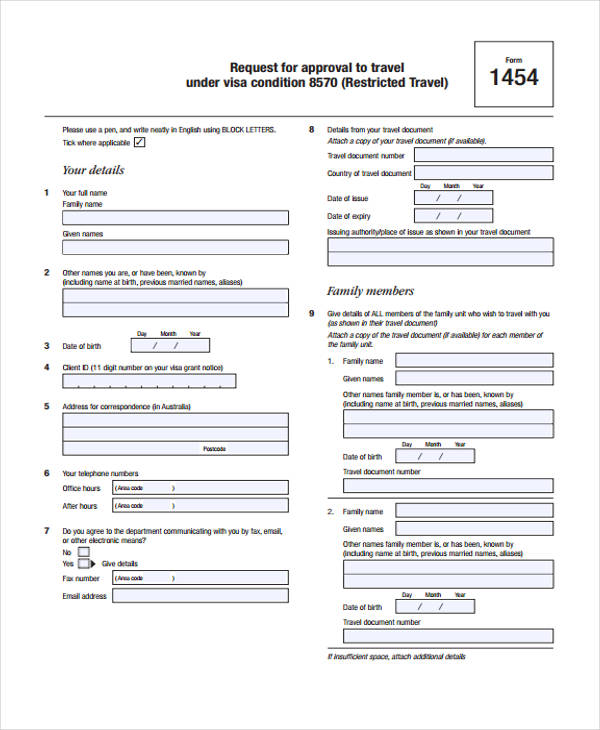 government request for travel form