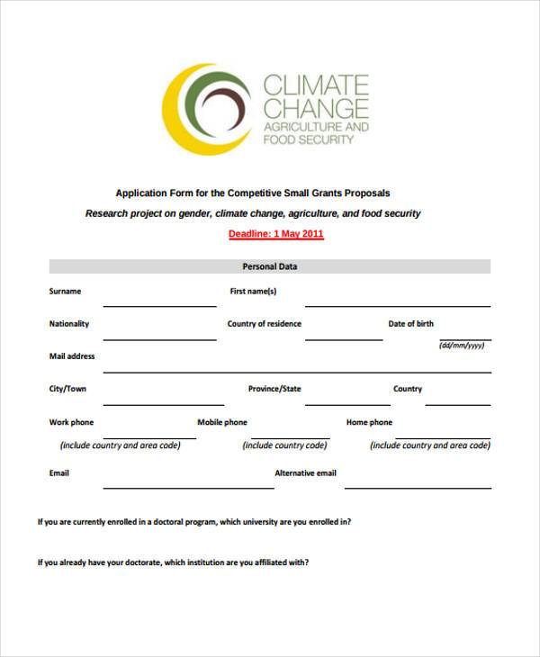 grant project proposal form sample