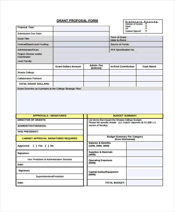 grant proposal form example