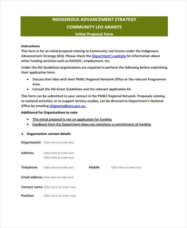 grant seeking proposal form