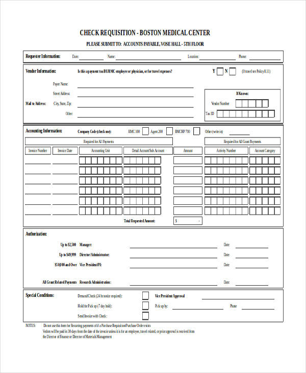 grants check requisition form