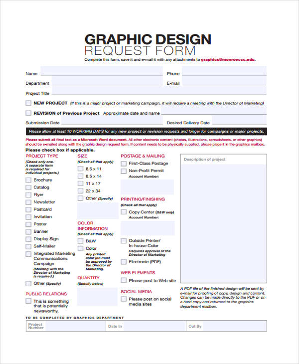 Graphic Design Project Request Form Template