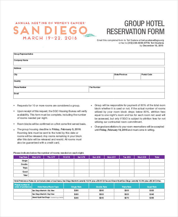 group hotel reservation form1