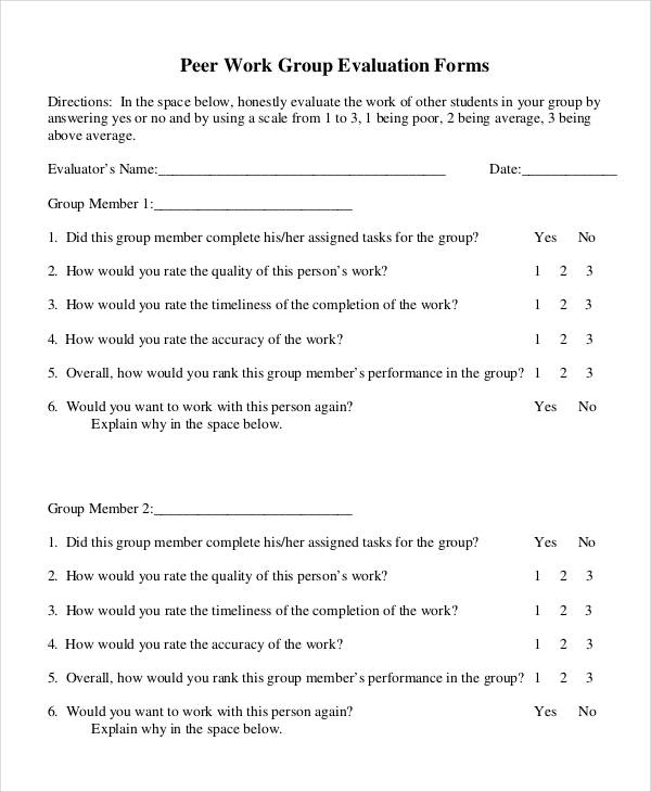 group work student peer evaluation form