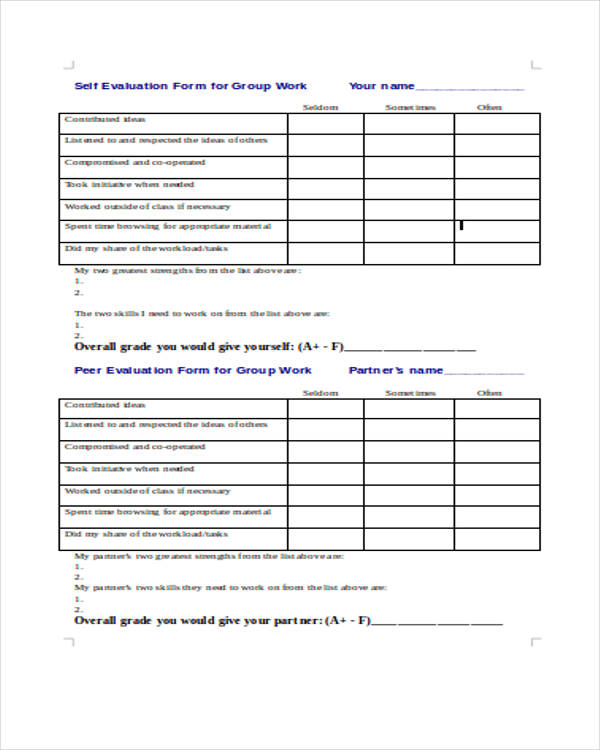 group work student self evaluation form3