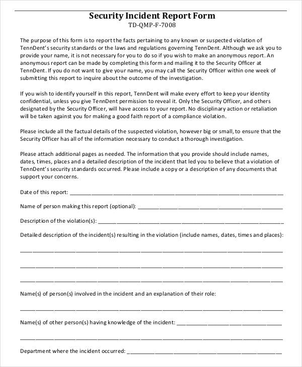 hipaa security incident report form1