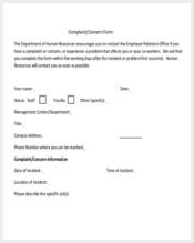 hr complaint form sample