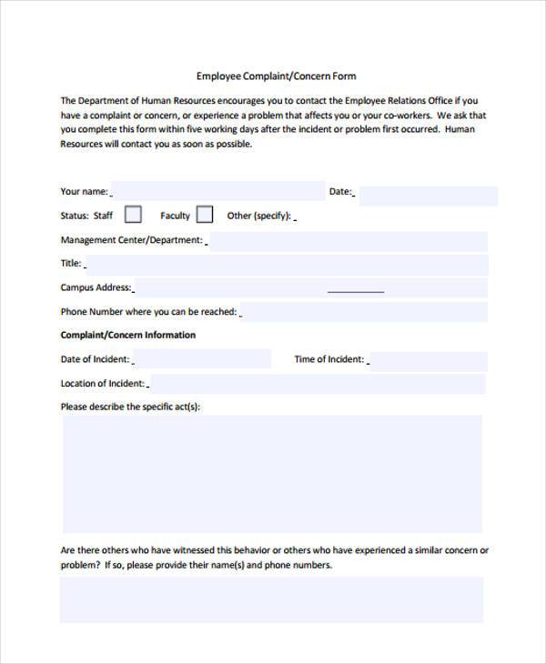 hr employee complaint form2