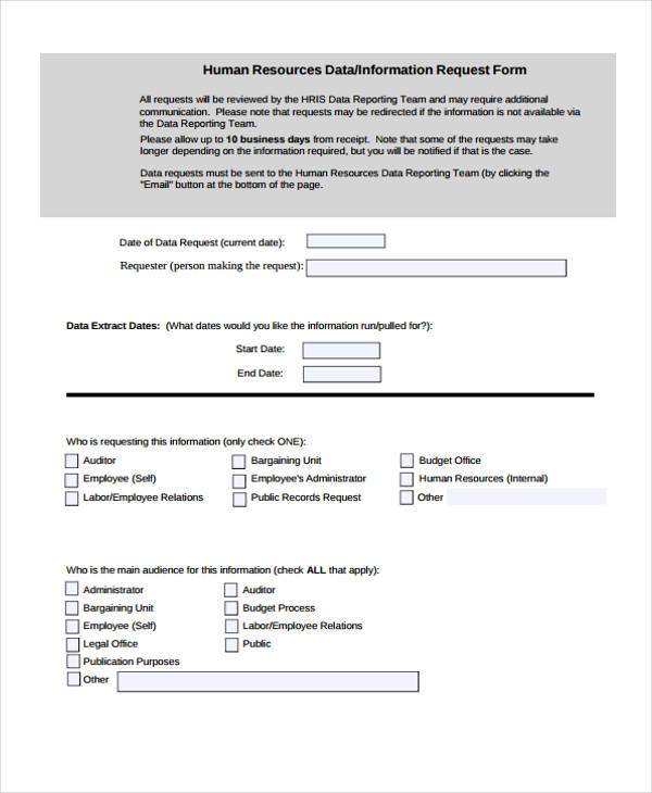 hr information request form
