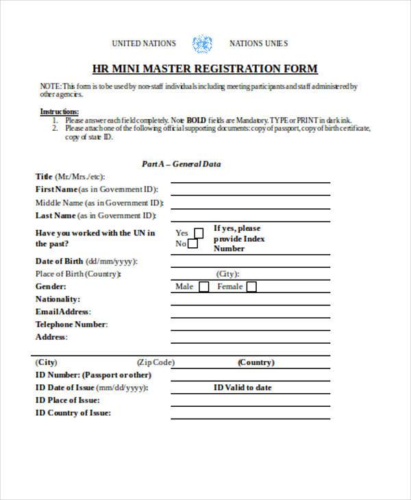 hr mini master registration form in pdf