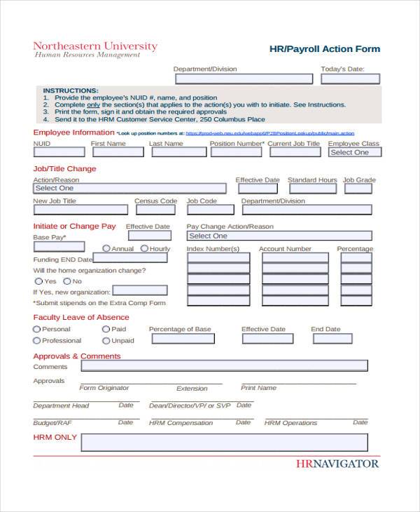 hr payroll action form1