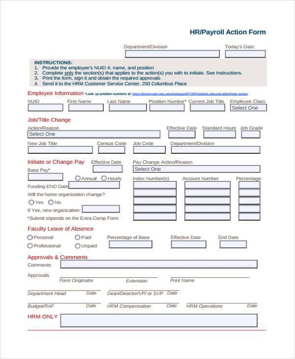 hr payroll action form5