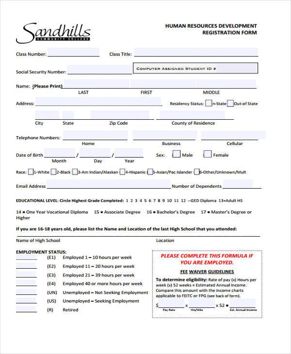hr payroll registration form