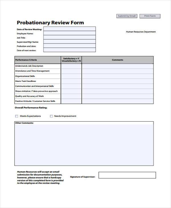 hr probationary review form1
