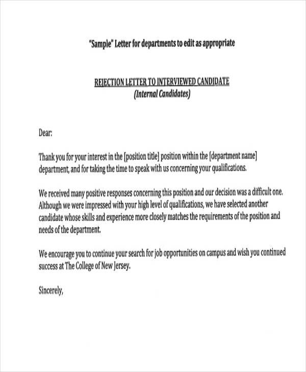 hr rejection letter form2