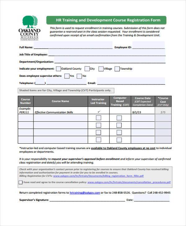 Free 9 Hr Registration Forms In Pdf Ms Word