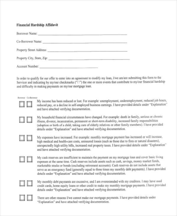 hardship affidavit and financial form1