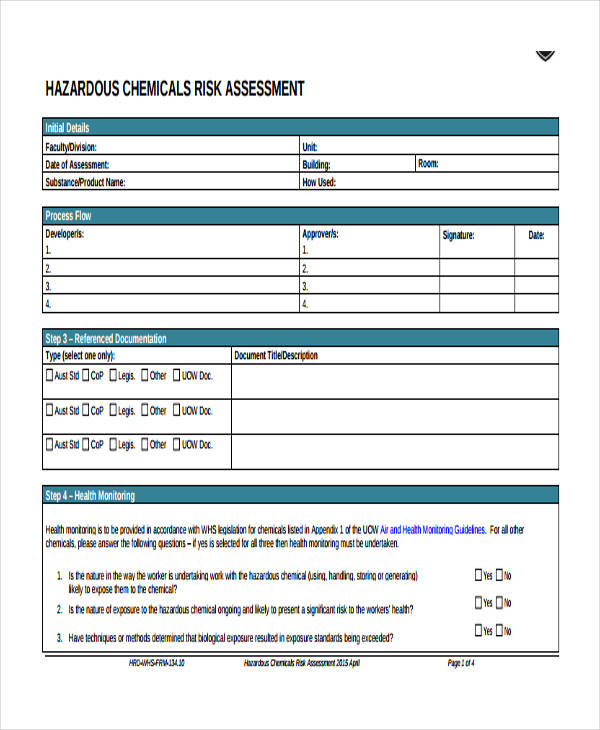 FREE 44+ Risk Assessment Forms in PDF MS Word