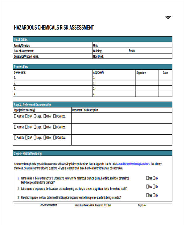 FREE 44+ Risk Assessment Forms in PDF | MS Word