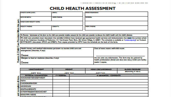health assessment forms in pdf