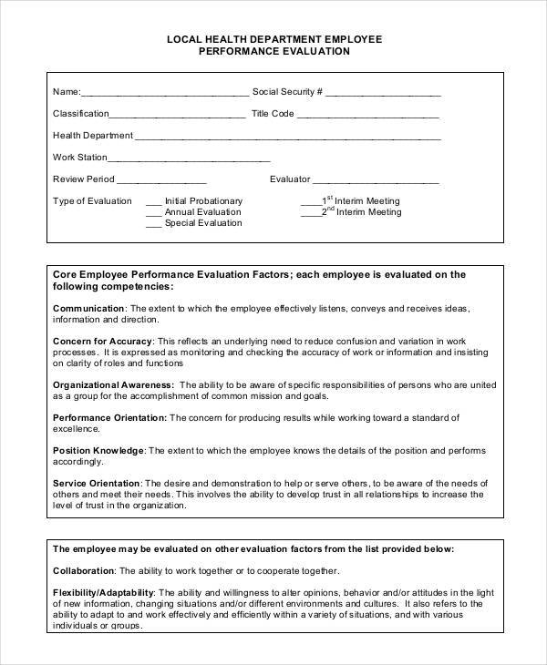 FREE 36+ Employee Evaluation Forms in PDF