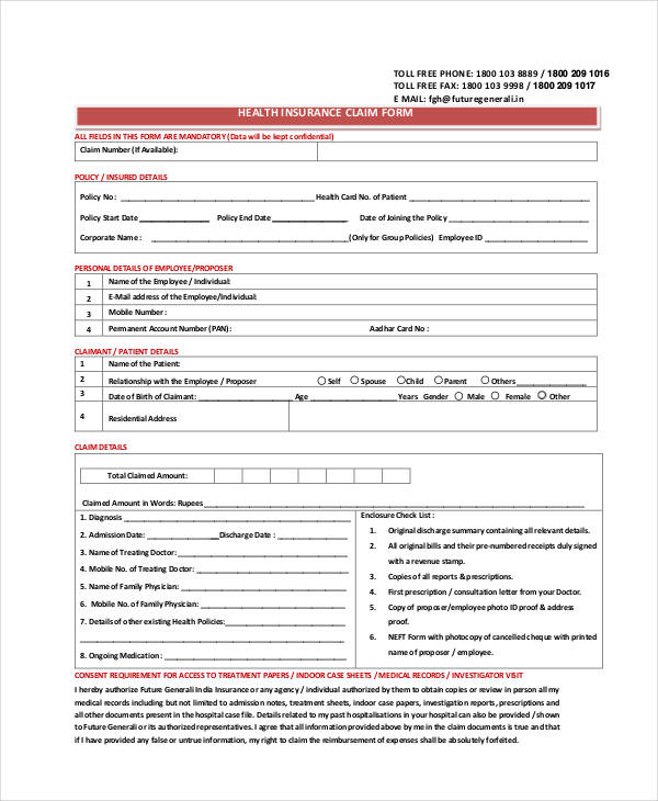 Insurance Form Template