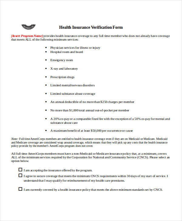 health insurance verification form1