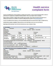 health service complaint form sample