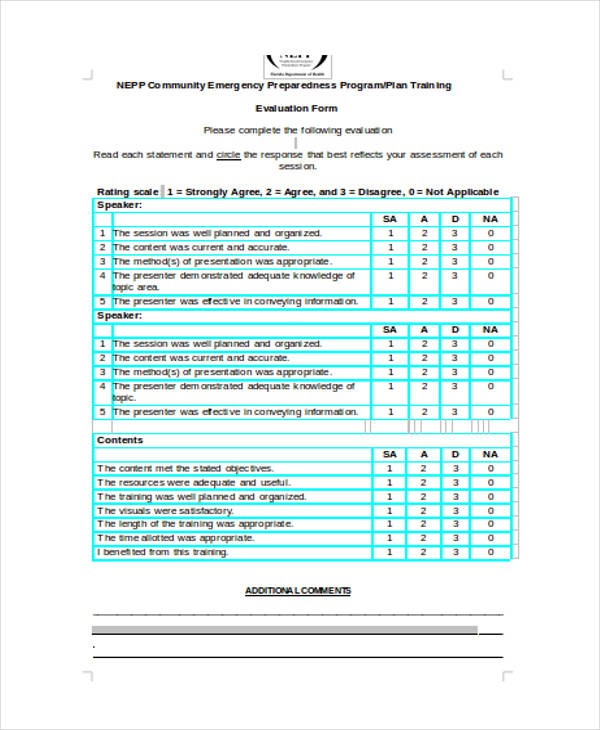 home care training evaluation form