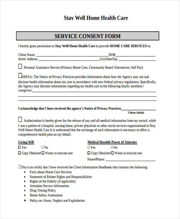 home health consent form