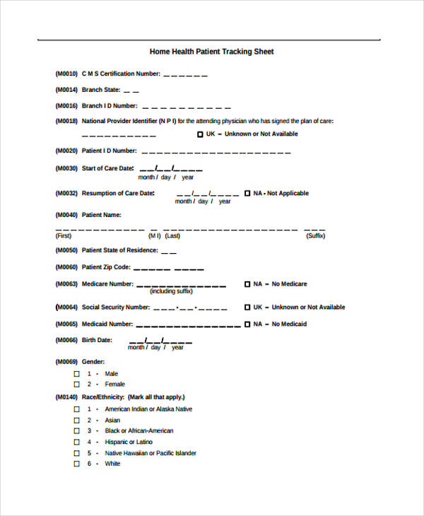 home health patient tracking sheet
