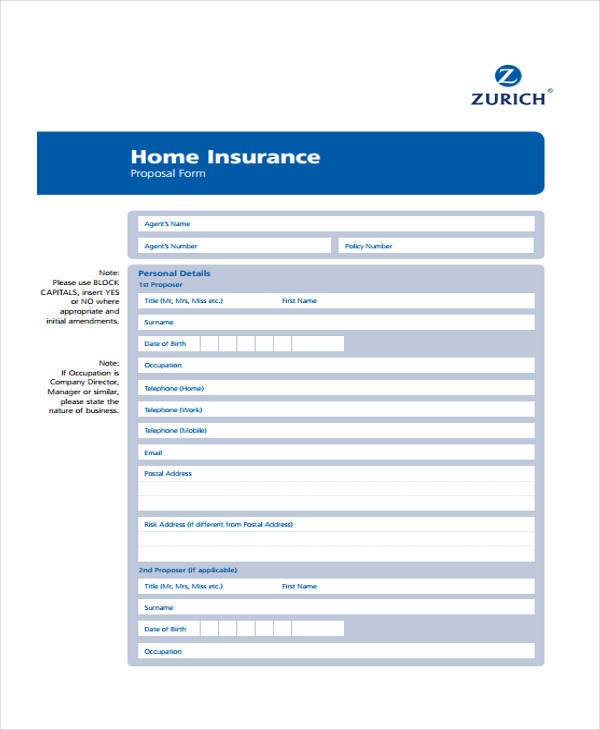 home insurance proposal form1