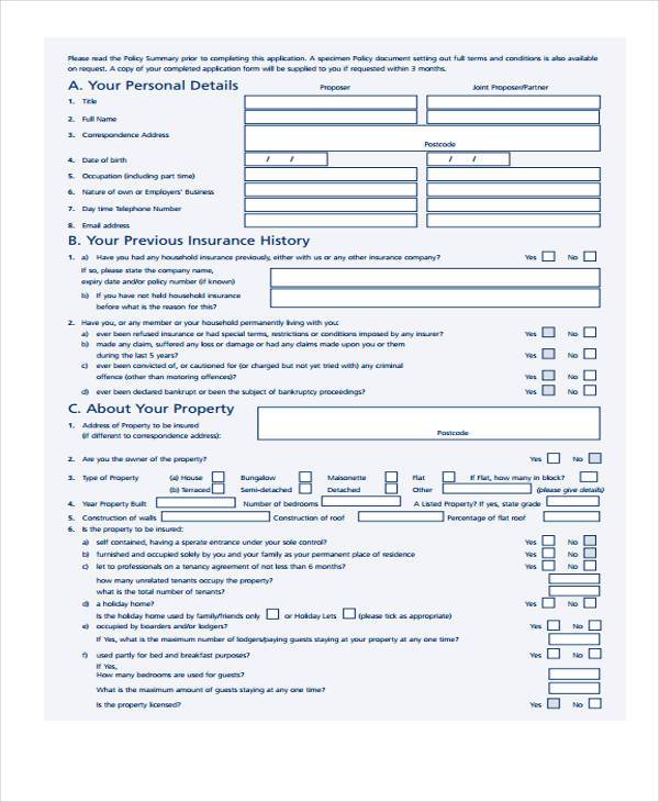 home insurance proposal form2