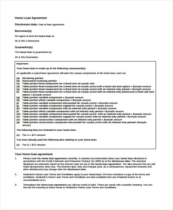 home loan agreement pdf
