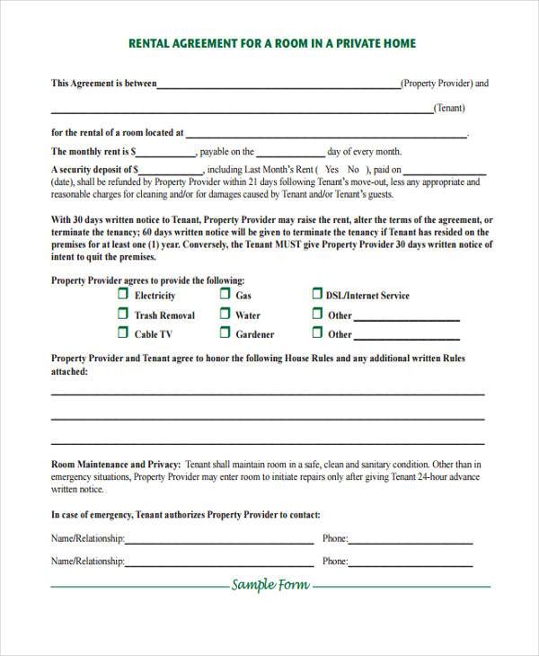 home renters contract form