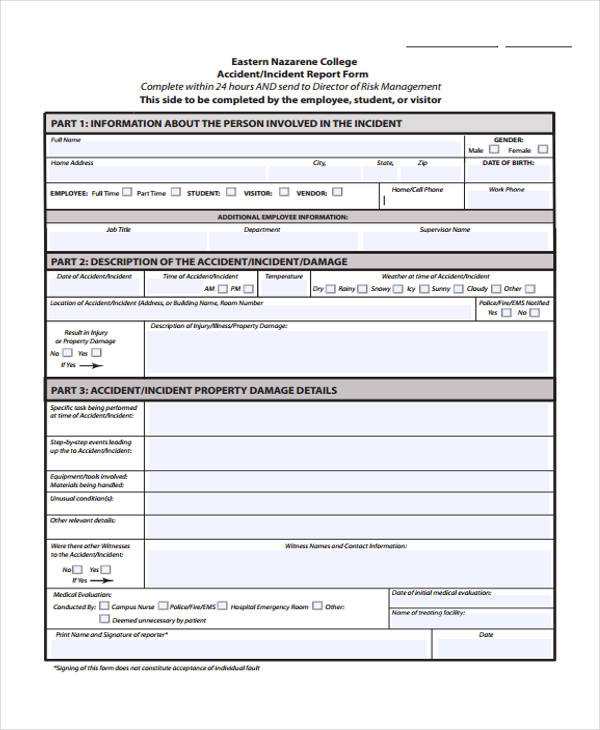 hospital fire incident report form1