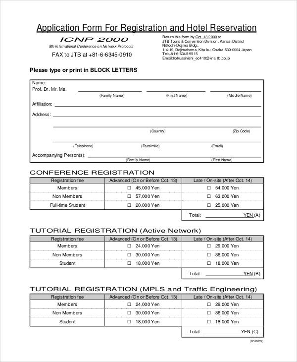 FREE 33 Reservation Forms In PDF Excel MS Word