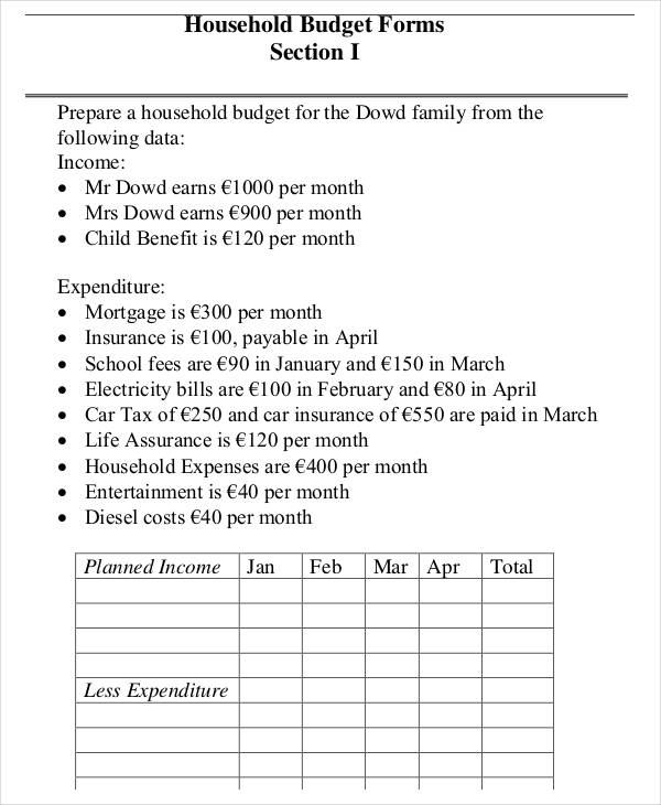 free 7 family budget form in sample example format family budget for a month