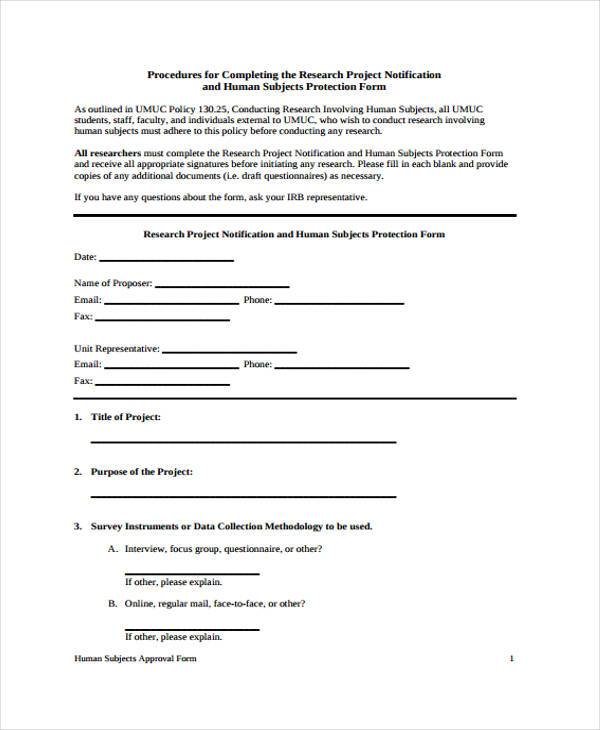 human subjects protection form