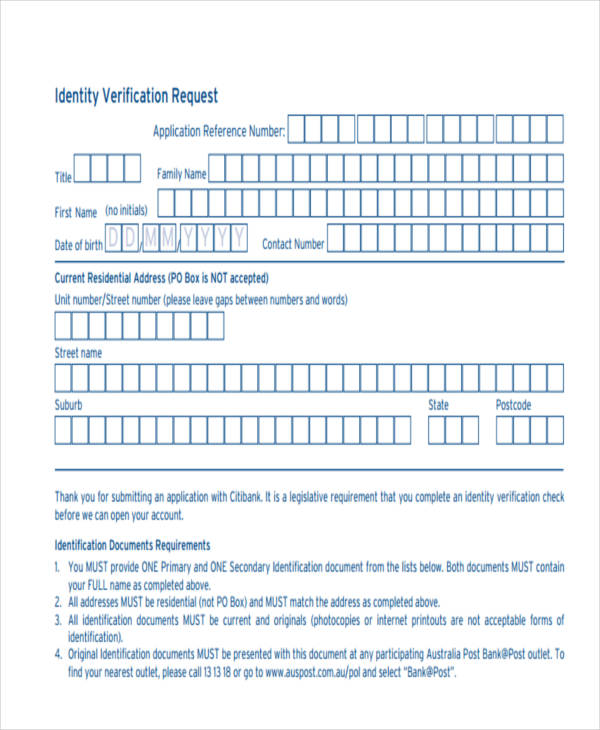 identity verification request form